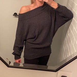 Free People Off the Shoulder Navy Sweater